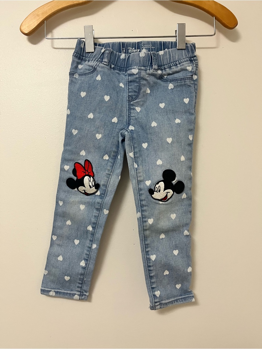 Baby Gap Disney Light Blue Denim Jeans with Minnie & Mickey Knee Patches